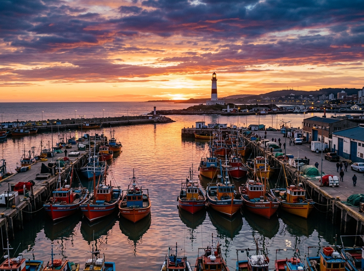 Atardecer en el puerto de Mar del Plata